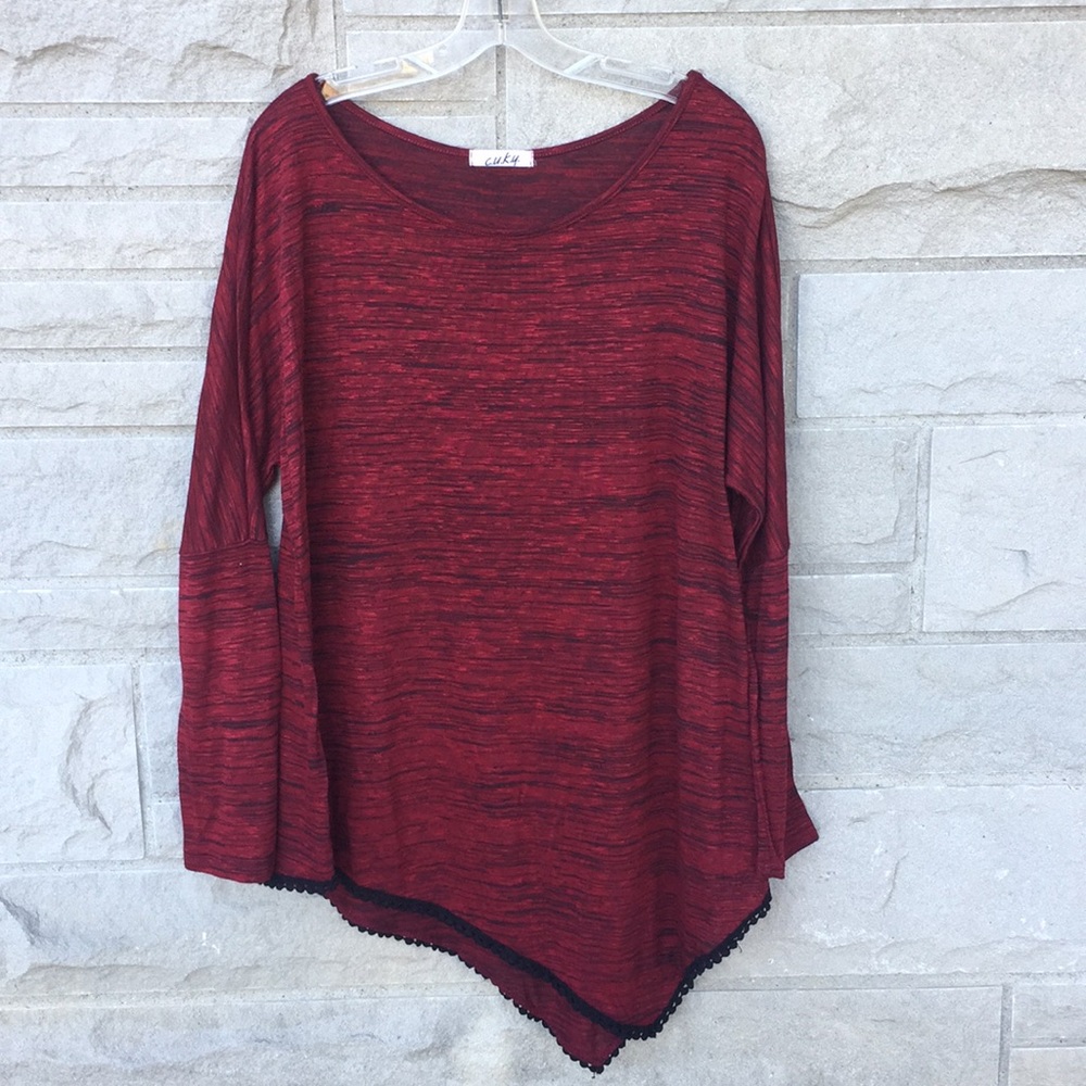 Cuky tunic top maroon with black heathering Sz XL